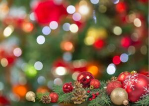 Christmas-themed background symbolizing safety and care in healthcare and commercial environments.